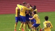 EPIC team celebration as Ventspils players pose for photo after goal vs Liepaja 2014
