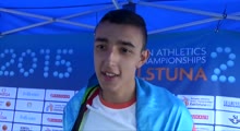 Nazim Babayev AZE after winning Gold in the Triple Jump