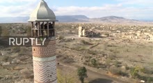 Azerbaijan: Agdam buildings in ruins following withdrawal of Armenian troops