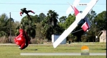 Skydiver, pilot become entangled in mid air collision 09/03/2014 Highlights
