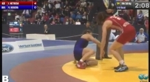 EC2014 / İrina Netreba (AZE) - Viktoriya Bobeva (BUL) - FW 58 kg 1/4 final match
